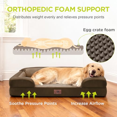 Waterproof Orthopedic Dog Bed for Extra Large Sized Dogs (45 x 35 x 9 in / Dark Brown)