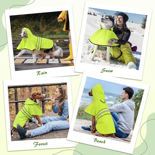 Dog Raincoat Waterproof Dog Rain Jacket with Leash Hole (Medium / Green)