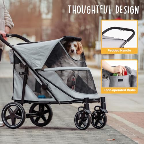 All Terrain Pet Stroller for Large & Medium Dogs (Grey)