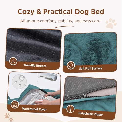 Waterproof Orthopedic Dog Beds for Extra Large Dog (53.0"L x 42.0"W x 8.5"Th / Washed Blue)