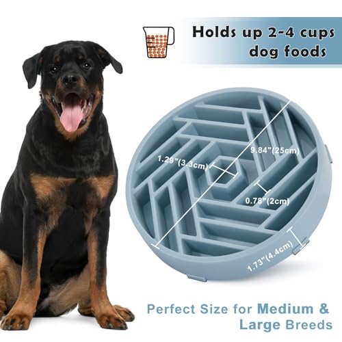 Slow Feeder Dog Bowls Large Medium Breed (Mist Blue)