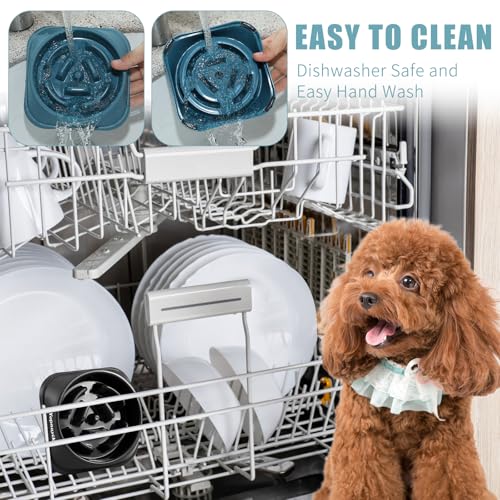 2 Pack Slow Feeder Dog Bowls for Small Dogs (Small / Black and Navy Blue)