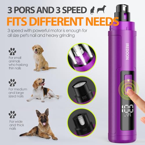 Dog Nail Grinder with 4 LED Lights (Purple)