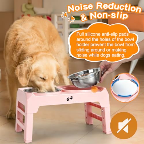 Elevated Dog Bowls (Pink / 8" for Medium Dogs)