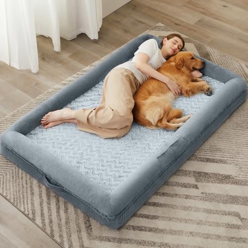 Human Dog Bed Orthopedic for Adult & Dogs Comfy Sleeping (Grey / Human (71x46x7.5in))