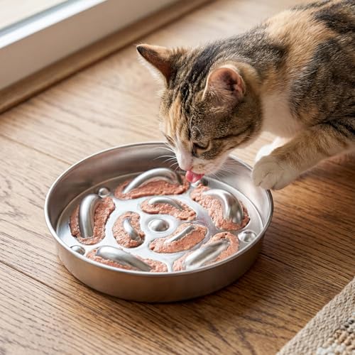 2 Pack Stainless Steel Slow Feeder Dog Bowls