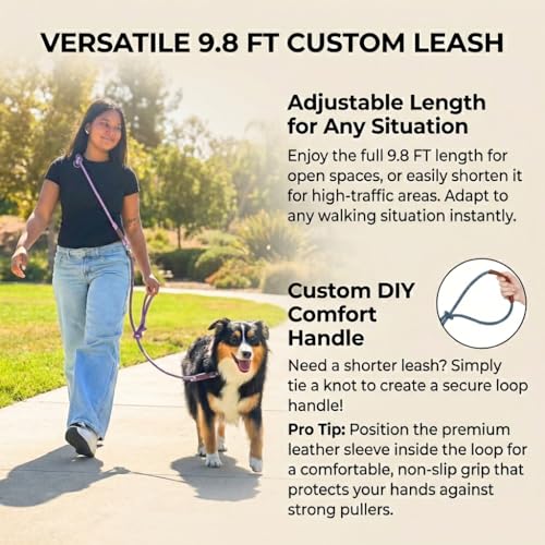 Hands Free Multifunctional Dog Leash for 1 or 2 Dogs (Opera Mauve)