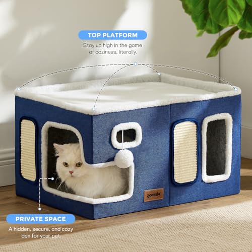 Heated Cat House Bed for Indoor Cats (Green / Extra Large)