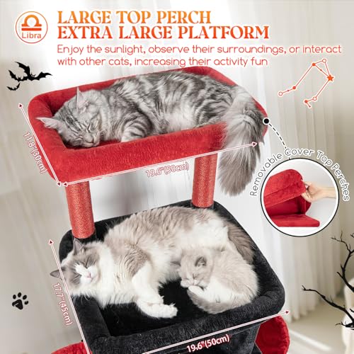 Z78 Heavy Duty Gothic Cat Tree for 20lbs Large Adult Cats (Black Red / 78 inch)