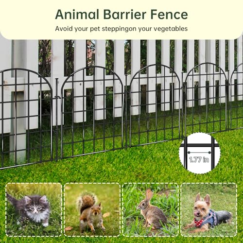 32.5 ft(L) x 22 in(H) Garden Fence, 30 Panels Arched No Dig Fence, Decorative Animal Barrier Fencing with Ground Stake, Rustproof Metal Garden Edging Border for Dog, Rabbit, Outdoor Yard Patio Decor (Black / 30 Panels, 32.5ft(L) x 17in(H))