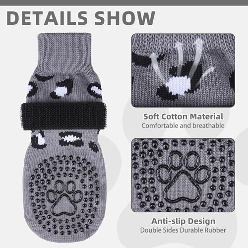 Dog Socks for Hot (Leopard Grey / Small (4 Pack))