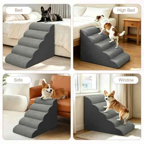 Extra Wide Dog Stairs for Large Dogs 20" W (5 Steps 25“H)