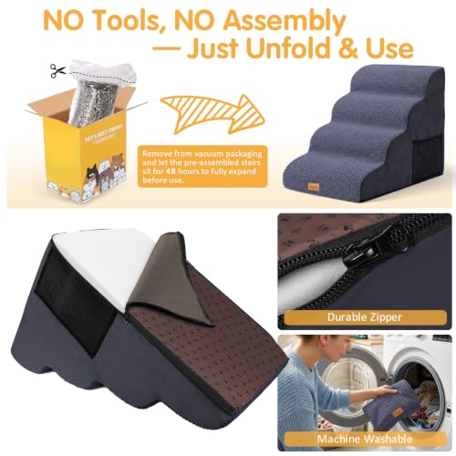 High Density Foam Dog Steps 4 Tiers (Blue / 28.5*15.7*20.5)