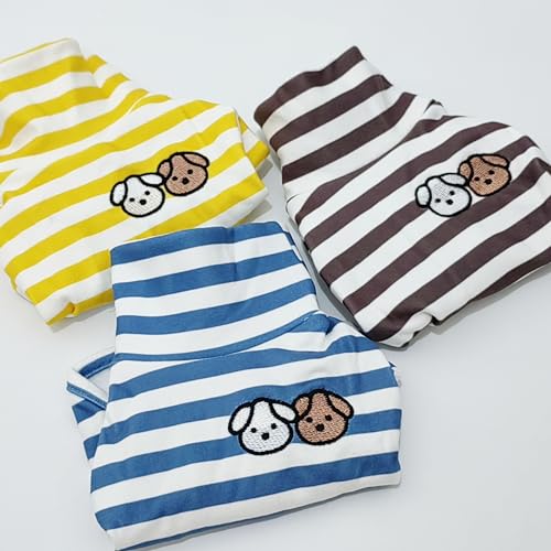Turtleneck Dog Shirt Cute Doggie Embroidery Super Soft Dog Sweatshirt Stretchy Striped Puppy Pullover for Cats Small Medium Large Dogs (Brown Striped / Small)