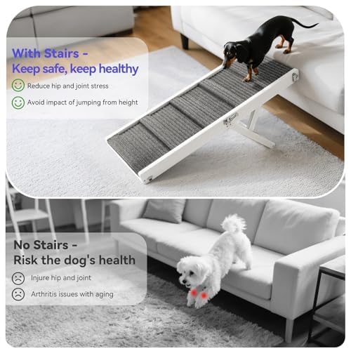 2026 Upgraded Small Dog Ramp for Couch Foldable (W-white / 80×30cm-for couch)