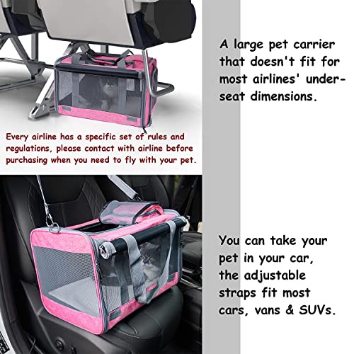 Pet Carrier for Large and Medium Cat (Pink / 18.1"L x 11.8"W x 11.8"H)
