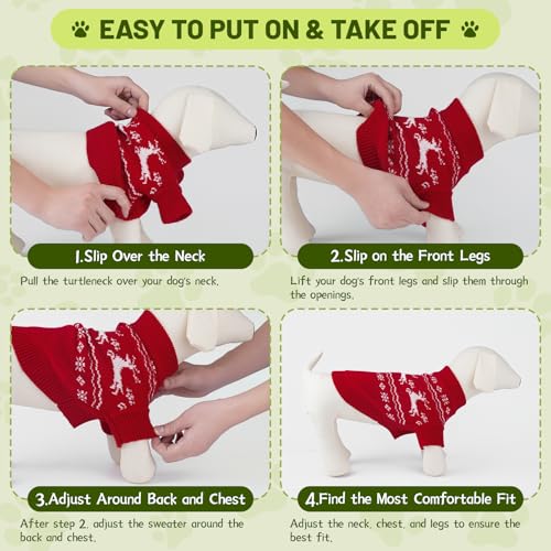 Christmas Dog Sweaters for Small Medium Large Dogs Classic Turtleneck Holiday Xmas Pet Clothes Cozy Stretchy Sweater for Chihuahua (Christmas Reindeer(Order One Size Up) / X-Large)
