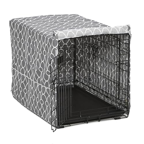 Medium Dog Crate Cover With Teflon Fabric Protector (Gray Geometric Pattern / 29"L x 20"W x 20"H)