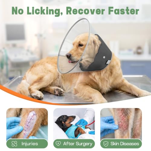Dog Cone Collar with Soft Liner to Stop Licking (Matte Black / XL(Depth: 11.0, Girth: 16-19.5))