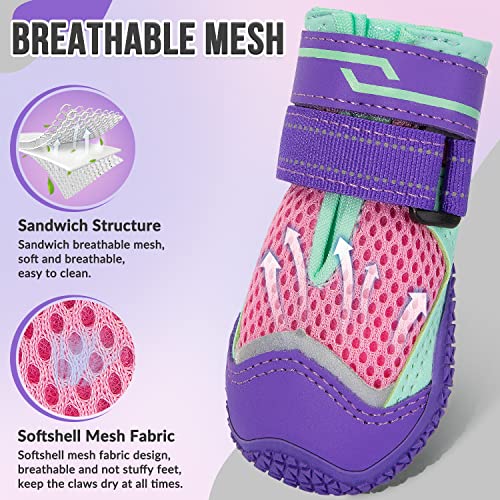 Dog Shoes for Large Small Medium Dogs (Purple / #2 (Width 1.8 inch) for 21-30 lbs)