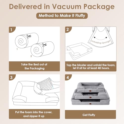 Orthopedic Dog Beds for Large Dogs (Grey / 41.0"l X 27.0"w X 6.5"th)