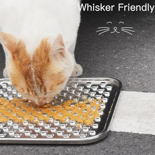 Double Wall Stainless Steel Lick Mat for Dogs & Cats (Large-1Pack)