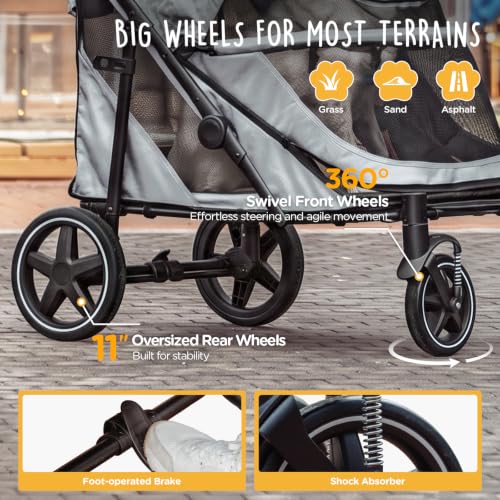 All Terrain Pet Stroller for Large & Medium Dogs (Grey)