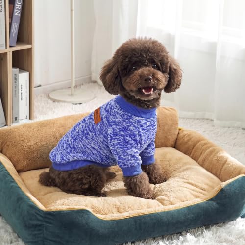 3 Pack Dog Sweaters for Small Dogs Girl Boy Winter Fleece Clothes Warm Soft Dog Sweatshirt Outfit for Dogs Cats Pet Apparel (Purple+ Wine Red+Dark Blue / XL (Back: 17.7", Chest: 22.8", 18-22 lbs))