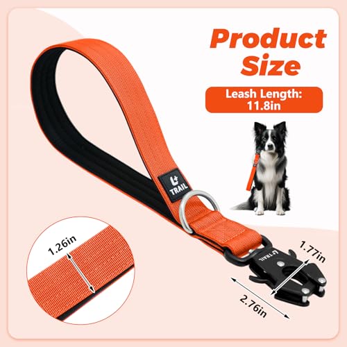 14 Inch Traffic Dog Leash with Padded Handle (Orange)