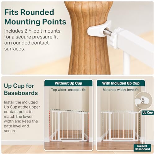 30 40.6 in Baby Gate for Stairs and Doorways (White / 30-40.6"W x 30.5"H)