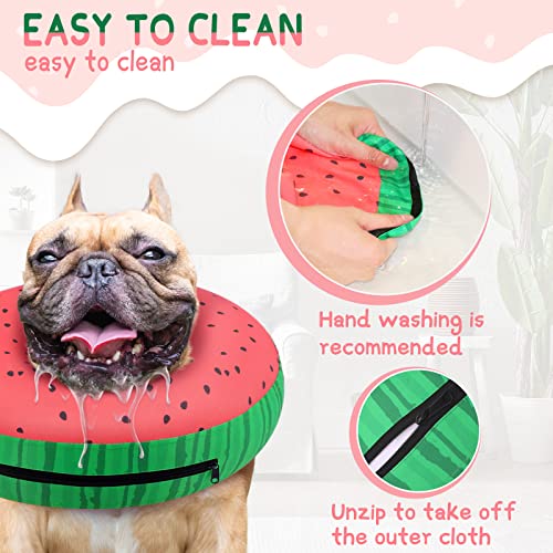 Inflatable Dog Cone Collar for Large Medium Small Dogs (Donut Red / M(Neck 9"-12.5"))