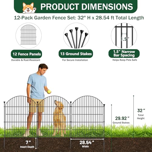 No Dig Garden Fence Panels (32in(H) x 29ft(L))