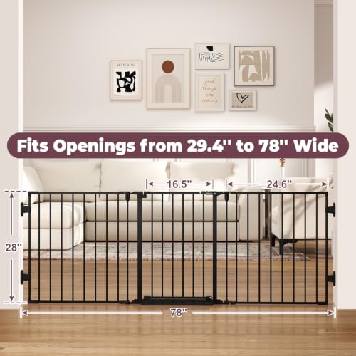 29.4 78" Extra Wide Baby Gate (Black / 78" Wide)