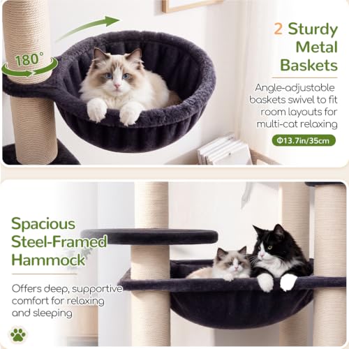 Cat Tree Tower with 12 Extra (Dark Grey / XL)
