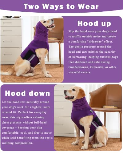 Dog Anxiety Vest with Hood (Grey / X-Large)