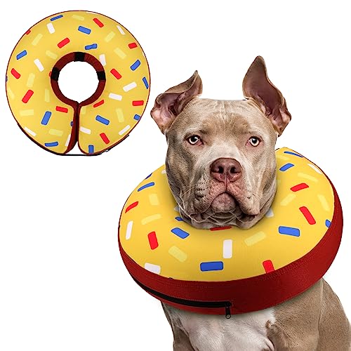 Inflatable Dog Cone Collar Alternative After Surgery (Donut Yellow / XXL(Neck 18.5"-23.5"))