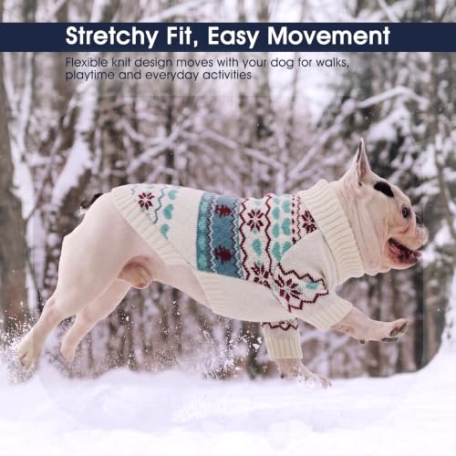 XXL Dog Sweater for Large Dogs Christmas (Nordic Hearts-Ivory / XX-Large)