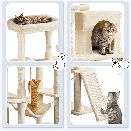 54in Cat Tree Tower for Large Cats (Beige / 54in)