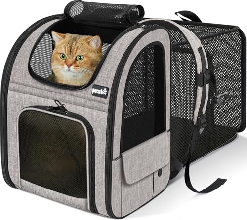 Cat Backpack Expandable (Brown / 12.6"L x 10.2"W x 16.5"H)