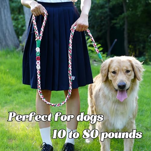 5FT Braided Cotton Rope Leash for Small (Strawberry)