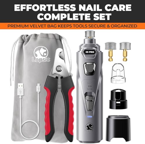 Whisper Quiet Dog Nail Grinder Safe & Stress (Grey)