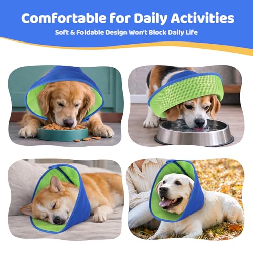 Soft Dog Cone Collar to Stop Licking After Surgery (Blue / S)