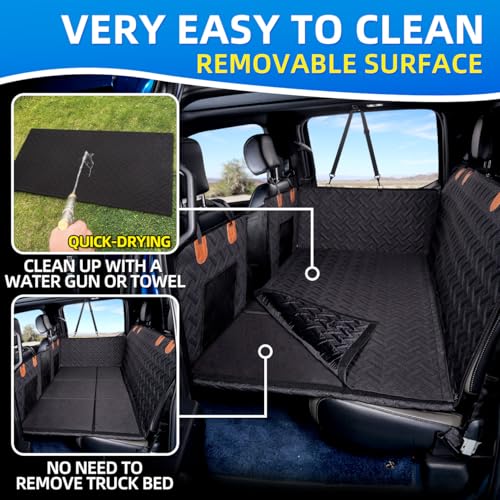 Dog Car Seat Cover for Back Seat (Black with Removable Surface / XL-for Full Size Truck)