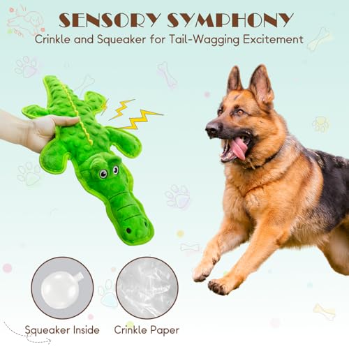 No Stuffing Dog Squeak Toys (Green)