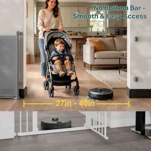 27 40" Retractable Baby Gates for Stairs & Doorways (Gray / Retractable Width: 27"–40")