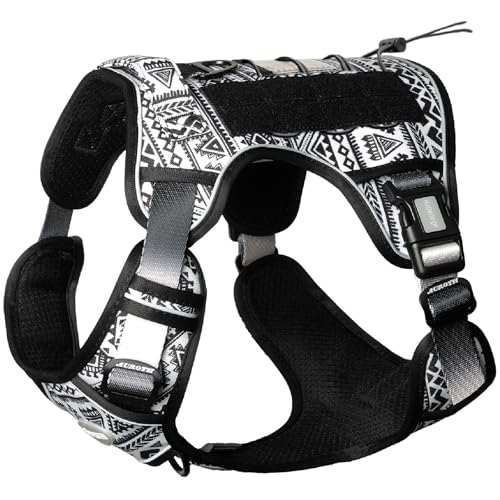 Dog Harness for Small Medium Dogs (Tribal Patterns-Black / S(Neck:14-21",Chest:20-31"),18-35 lbs)