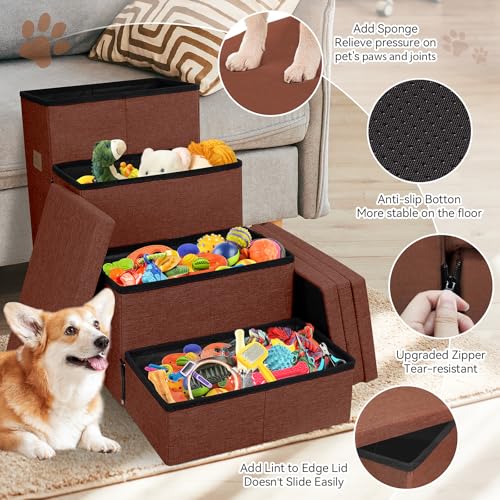 Dog Stairs with Storage (Brown With Condo / 3)