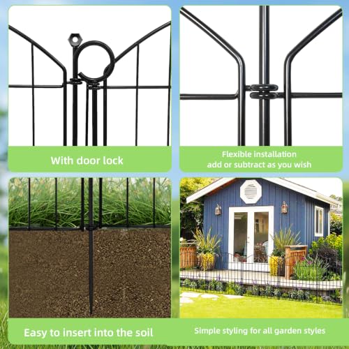 Decorative Garden Fence (Black / 24 in(H))