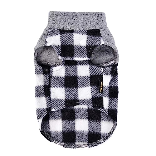 Fleece Dog Sweater Stretchy Pullover Dog Sweatshirt Jacket Lightweight Pet Clothes Coats for Small Dogs Pet Doggie Outfits Clothing Cat Apparel (Grey Plaid / X-Small (Chest 13in ))