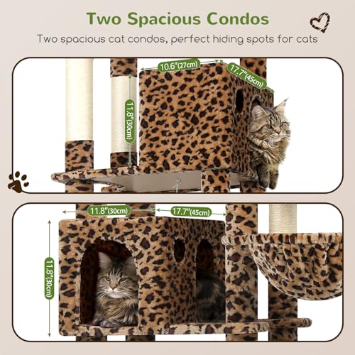 Giant Cat Tree for Indoor Large Cats (83inch / Leopard Print)